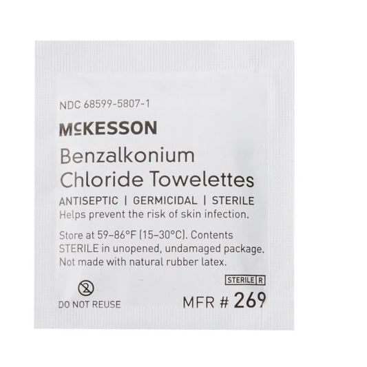 Antiseptic Skin Towelette McKesson Individual Packet Unscented 1000 Count