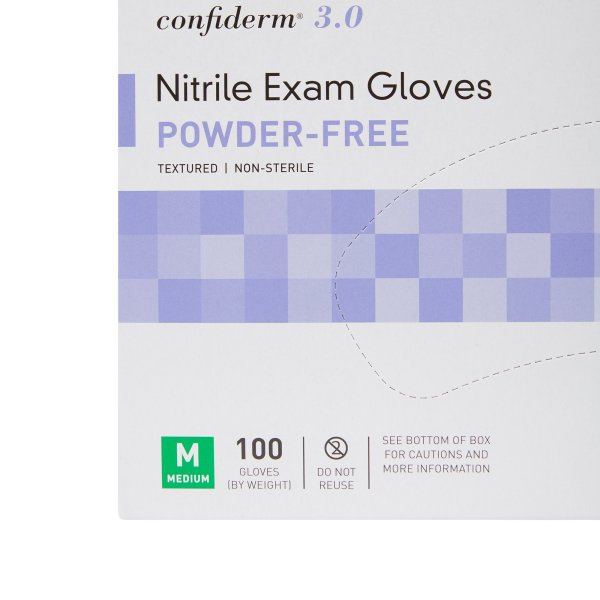 1000 Pack - McKesson Confiderm 3.0 Nitrile Exam Glove, Blue, Powder-Free Chemo-Tested, 10 boxes of 100 Pairs Each
