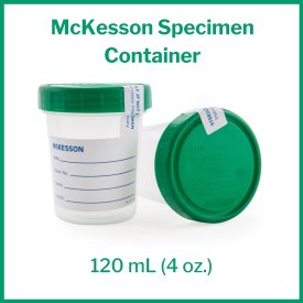 Specimen Container McKesson 120 mL (4 oz.) Screw Cap, Sterile - 100 Pack