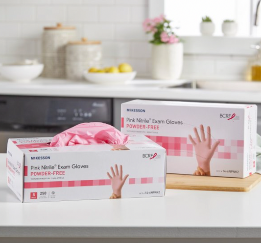 McKesson Pink Nitrile Exam Gloves - Powder-Free, Latex-Free, 2500 Pairs (10 boxes of 250)