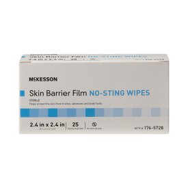 Skin Barrier Wipe McKesson No Sting 75 to 100% Strength Hexamethyldisiloxane Sterile - 2500 Count
