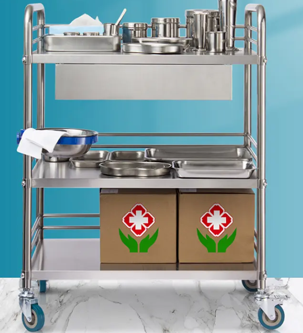 Stainless Steel Utility Rolling Carts Medical Use Trolley