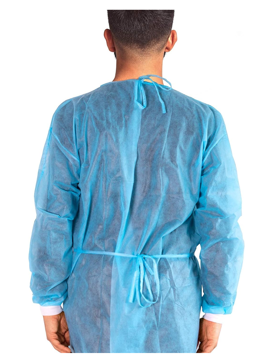 Blue Medical Disposable Gowns for Men & Women, PPE Isolation Gowns - 100 Count