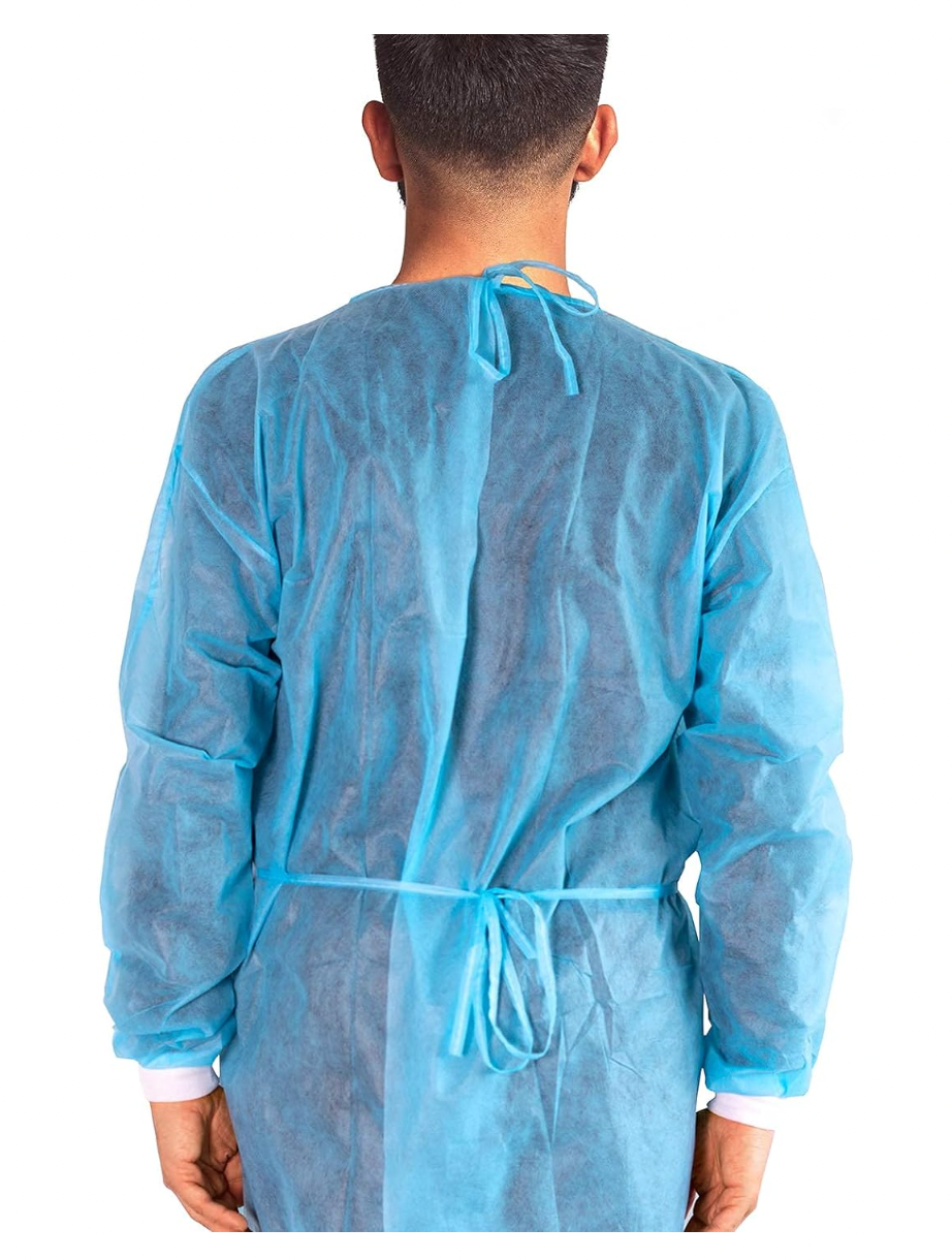 Blue Medical Disposable Gowns for Men & Women, PPE Isolation Gowns - 75 Count