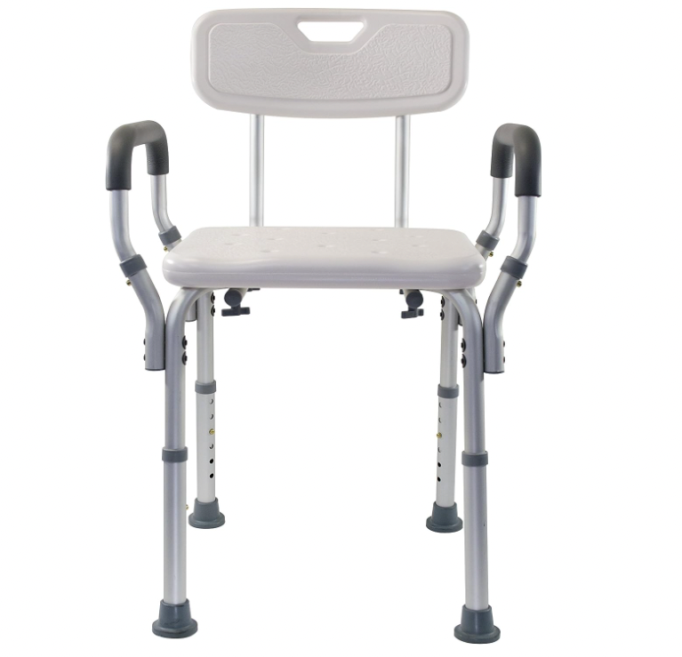 VMS Medical Shower Chair with Padded Armrests and Slip Resistance