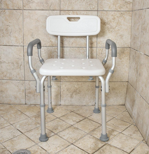 VMS Medical Shower Chair with Padded Armrests and Slip Resistance