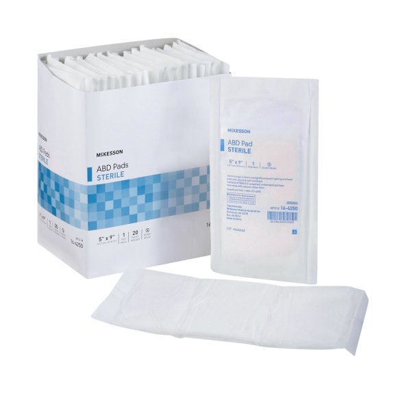 Abdominal Pad McKesson 5 X 9 Inch 1 per Pack Sterile - 400 Pack