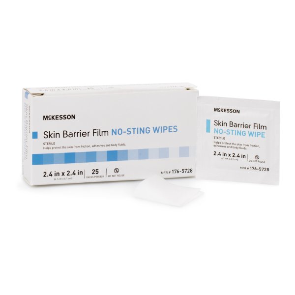 Skin Barrier Wipe McKesson No Sting 75 to 100% Strength Hexamethyldisiloxane Sterile - 2500 Count