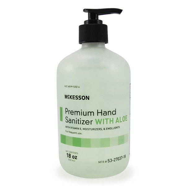 Premium Hand Sanitizer with Aloe Mckesson 18oz. - Case of 12 Bottles
