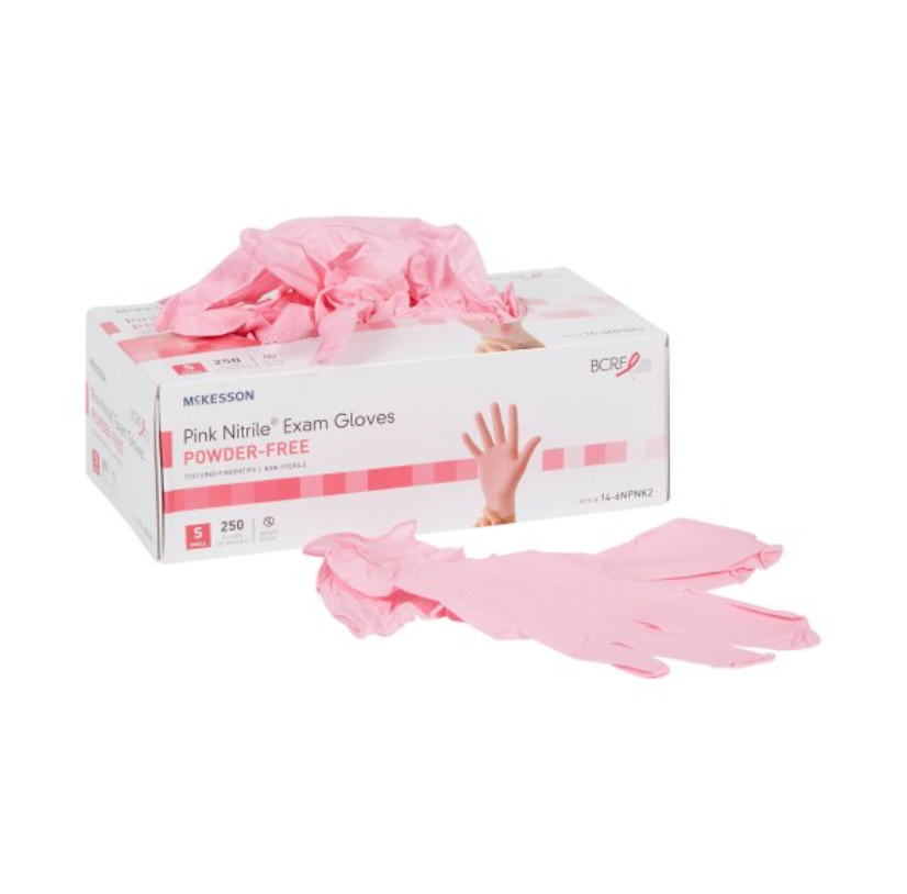 McKesson Pink Nitrile Exam Gloves - Powder-Free, Latex-Free, 2500 Ct (10 boxes of 250)