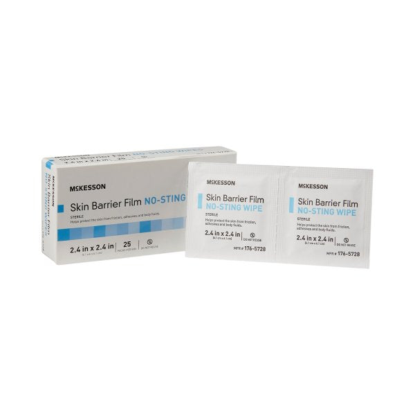 Skin Barrier Wipe McKesson No Sting 75 to 100% Strength Hexamethyldisiloxane Sterile - 2500 Count