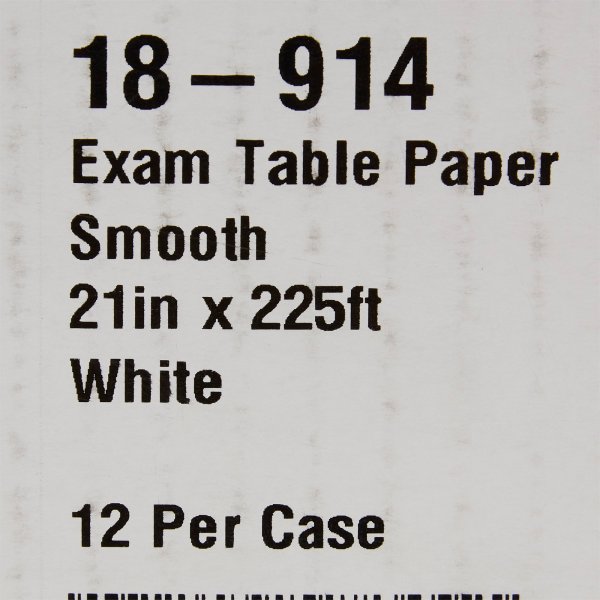 Table Paper McKesson 21 Inch Width, White Smooth, Pack of 12