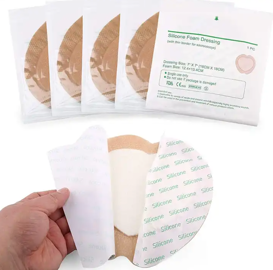 Sacral Silicone Wound Dressing - 10 Pack - Highly Absorbent and Breathable